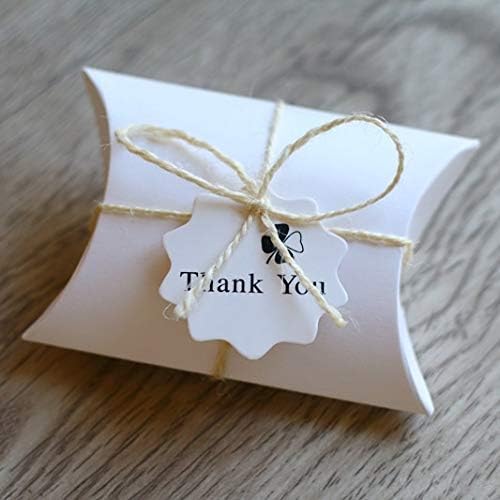 Kraft Paper Bags: Kraft Paper Pillow/Square Candy Box Rustic Wedding Favors Candy Holder Bags Wedding Party Gift Boxes with Thank You tag 50pcs/l