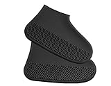 KDRose Rain Shoe Covers, Reusable Silicone Shoe Covers Waterproof Foldable Slip Cycling Outdoor Shoe Covers for Kids,Women,Men（Black,L）