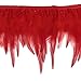 Shekyeon 2yards Rooster Hackle Feather Trim Fringe for DIY Clothing Craft Dress Decoration(red)