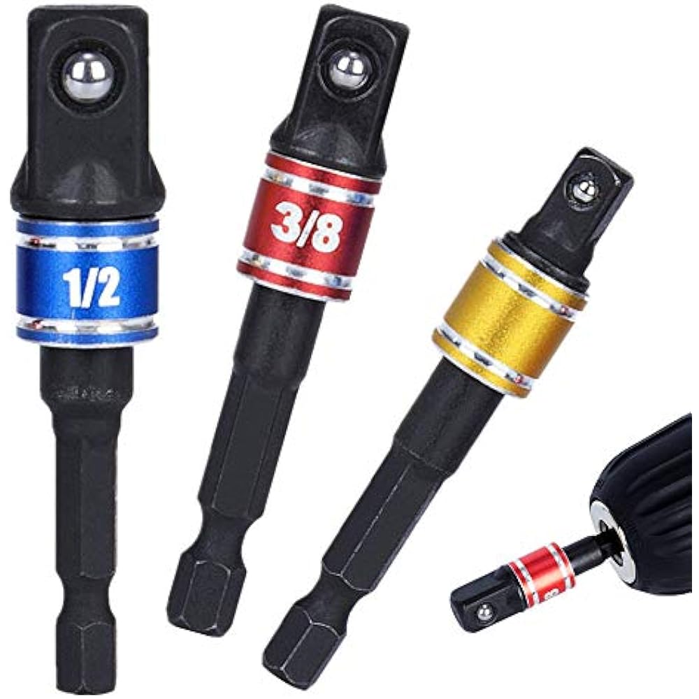 Impact Grade Socket Adapter/Extension Set Turns Power Drill Into High