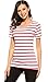 Women's Summer Casual Short Sleeve Striped Tee Shirt with High Low Hem
