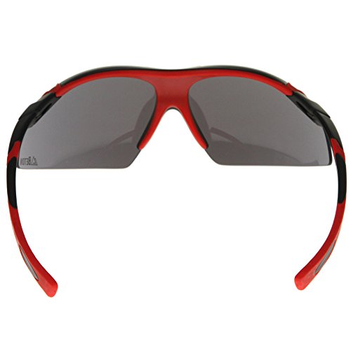 Beton - Thor - Half-Frame TR-90 Mirrored Shield Lens Active Sport Wrap Sunglasses 80mm (Matte Black-Red / Smoke)