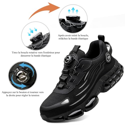 GemChve Safety Shoes Men Women Lightweight Breathable Work Non-Slip Work Sneakers with Steel Toe Cap 3-12 UK