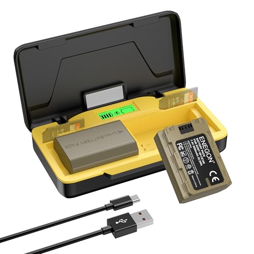 ENEGON NP-FZ100 Battery (2×3000mAh) 20W Fast Charging Set for Sony FX3 FX30 ZV-E1 ZV-E10II A1 A6600 A6700 A7III A7IV A7C A7CII A7CR A7RIII A7RIV A7RV A7SIII A9 A9II, Digital Display, SD Card Slot