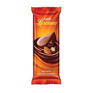 LuvIt Luscious Roasted Almonds Delectable Chocolate Bar Multipack, 100% Delicious, 440g – Pack of 10
