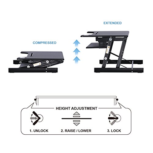 DEVAISE Height Adjustable Standing Desk Converter with Keyboard Tray, Black - Thumbnail 4
