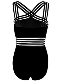 Hilor - Traje de baño de una pieza para mujer, parte delantera cruzada