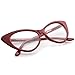 zeroUV Retro High Sitting Temples Clear Lens Exaggerated Cat Eye Glasses 55mm (Red/Clear)