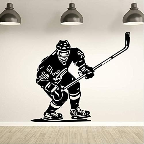 xutongrui 43X47cm Hockey Player Wall Sticker Sport Ice Floorball Wall Decal for Sofa Bedroom Living Room Kids Room Self Adhesive Vinyl Wall Decor