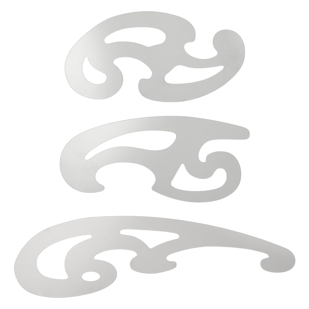 BENECREAT 3 Pcs Stainless Steel French Curve Ruler, Metal Pattern Ruler, Drafting Stencils Drawing Templates Tool for Garment Design, Decorative Embossing, Professional Drawing Tool