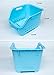 Honla Set of 3 Scoop Stackable Plastic Storage Baskets/Stacking Bins Organizer with Handles,Blue