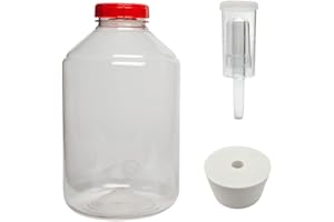 FASTRACK FerMonster B07BQ7JTDJ 3G Wide Mouth Plastic Carboy with #10 Drilled Bung and 3-Piece Airlock, 1G, Multicolor
