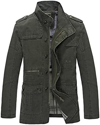 NIANJEEP Men's Stand Collar Fashion Cotton Jackets A8259 (X-Large, Army Green)