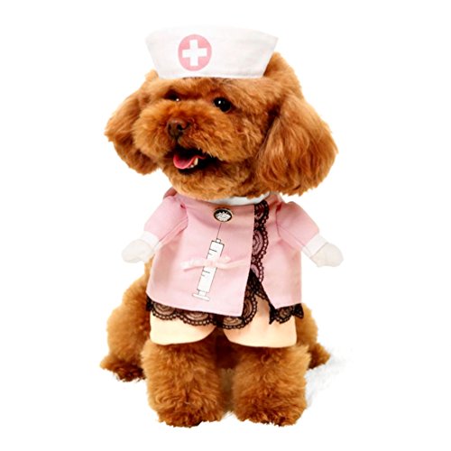 SMALLLEE_LUCKY_STORE Cat Halloween Costume Small Dog Fancy Dress with Hat Elegant Ribbon Bow Pet Coat Puppy Clothes, Small, Pink