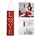 15.7 × 5.7 Inches Valentine's Day Vertical Wall Sign- Red Wooden Plaque Plank with Glitter Heart Ornament Decorative Romantic Love Door Window Hanging Signs for Wedding Party Anniversary Home Decor