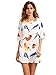 ROMWE Women's Summer Cute Birds Print Short Sleeve Loose Tunic Top Dress