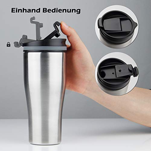 Linnuo Thermobecher Kaffeebecher to go Becher 380ml Trinkbecher Auslaufsicher perfekt fürs Auto & unterwegs Thermobecher klein für Kaffee & Tee Travel Mug Edelstahl – Bild 5