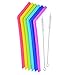 Outus Reusable Drinking Straws Silicone Straw Angled Drinking Straw with Cleaning Brush for Tumbler Straw Lid 30 Ounces/ 20 Ounces, 8 Pieces