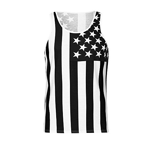 Mens Skull 3D Graphic Printed Slim Tank Top Cool Muscle Sveless Tees Workout US Flag Shirt Blouse Vest