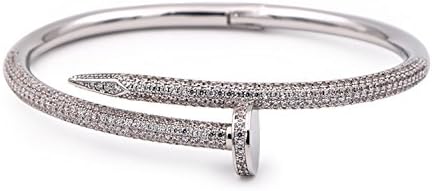 FANGZHENG Fashion Crystal Nail Bracelet For Woman Zircon Paved Round Silver Gold Color Female Bracelets Bangles New Platinum Plated