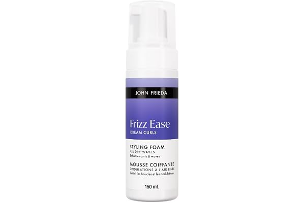 John Frieda Frizz Ease Dream Curls Air Dry Waves Styling Foam for Defined Bouncy Curls | Curl Enhancing Technology | Rosehip