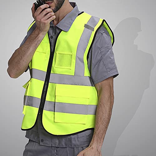 XIAKE High Visibility Reflective Safety Vest with Pockets and Zipper