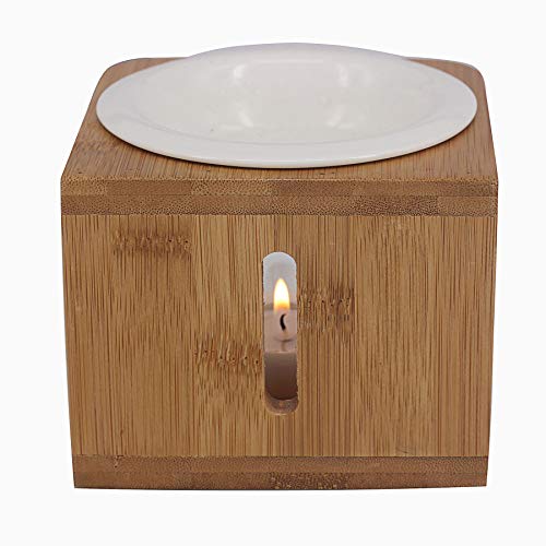 Singeek-Upgraded-100ML-Ceramic-Essential-Oil-BurnerWax-Melt-Warmer-with-Tea-Light-HolderCool-Home-Fragrance-Diffuser-for-Spa-Yoga-Meditation-Bamboo-Wood