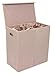 BirdRock Home Double Laundry Hamper with Lid and Removable Liners | Linen | Easily Transport Laundry | Foldable Hamper | Cut Out Handles