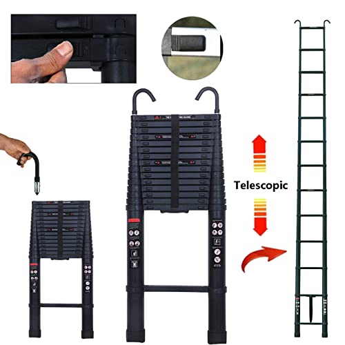 20 FT Aluminum Telescoping Ladder with 2 Detachable Roof Hooks(2.8 inch