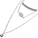TQS Layered Necklaces Long Chain Hamsa Hand of Fatima Evil Eye Necklaces Pendant for Women Sliver