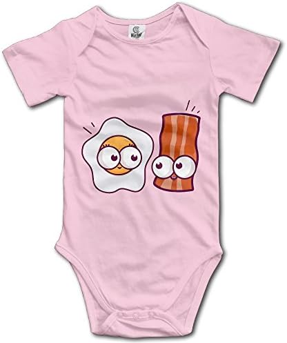 Amababy Unisex Infant Bodysuits Egg And Bacon Characters Baby Babysuit Short Sleeve Jumpsuit Sunsuit Outfit 3M Pink