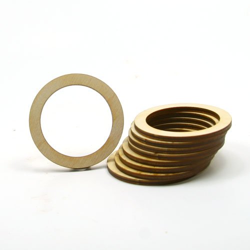 Mylittlewoodshop - Pkg of 25 - Washer - 1-1/2 inches in diameter with 1 inch center cutout and 1/8 inch thick unfinished wood(LC-WSHR02-26)