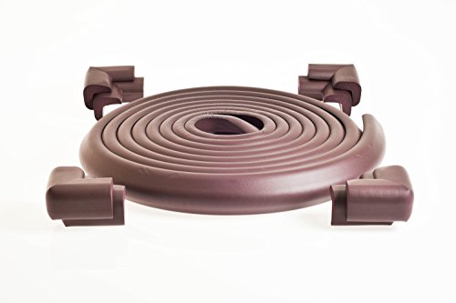 Five Color Options - Baby Proofing Child and Baby Table Guard, Brown Wood Colored Childproofing Cushion Safety Table Bumpers, Extra Long, Over 16 Feet of Edge & 8 Corners Provide Over 19 Feet of Coverage, 20% Extra Thickness, 3M Tape included