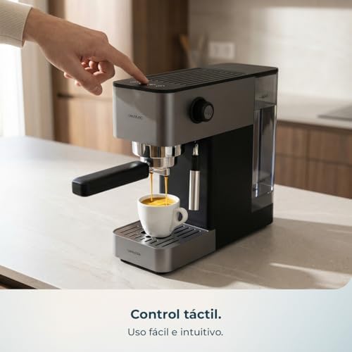 Cafetera Express Manual Cafelizzia 690 Grey. 1230-1465W, Bomba 20 Bares, 1 o 2 Tazas, Vaporizador, Tanque 1,5L, Thermoblock, Panel Táctil, Espresso de Barista en Casa