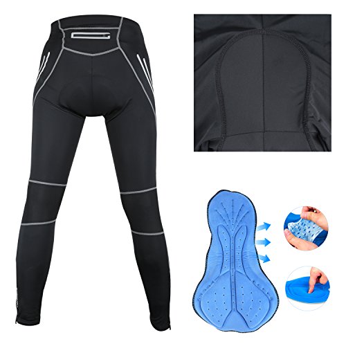 Men's Bike Pants 3D Padded Cycling Tights UV Protection Cycling Pants Night Safe Bike Tights Compression Pants Reflective Strip Quick Dry (US Size - L)