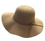 Dealzip Inc Vintage Style Women Lady Wide Brim Imitation Wool Felt Bowler Fedora Cloche Floppy Beach Sun Hat Cap with Lovely Bow Band