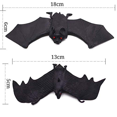HAKACC Halloween Fledermäuse, 12 Stück Realistische Gespenstische Fledermäuse Hängende Spuk-Gummi für Halloween Party Dekoration Kostüme