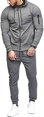Hoodies for Men, Clearance Sale! Pervobs Men's Autumn Patchwork Zipper Sports Suit Tracksuit Sets Sweatshirt + Pants