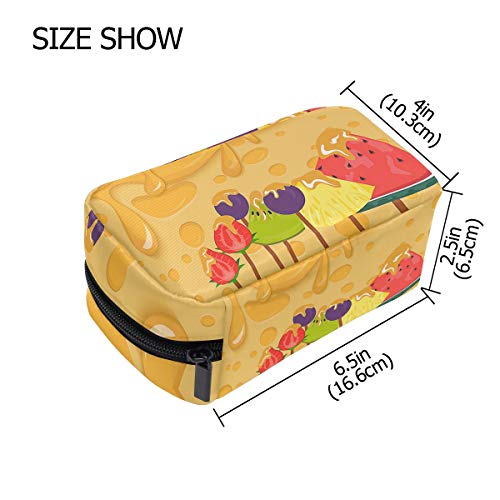 Cheese Fondue With Fruit Makeup Bag Organizer Portable Cosmetic Pouch Handbag With Zipper For Women Purse