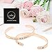 POPSPARK 2 Pieces Women Cuff Bracelets, Couple Inspirational Bangle Rosegolden Bangle Bracelets Stainless Steel Personalized Engraved Motivational Bangle Encouragement Bangle Jewelry Gift