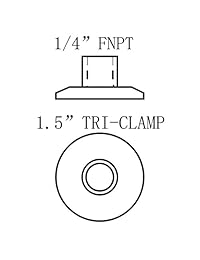 Hfs (TM) 1.5" sanitaria Tri Clamp a 1 4" NPT hembra Tri Clover