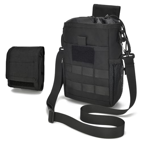 Photo 1 of Molle Dump Pouch Roll-Up Drawstring Magazine Dump Bag Military Utility Belt Ammo Pouch (Black)