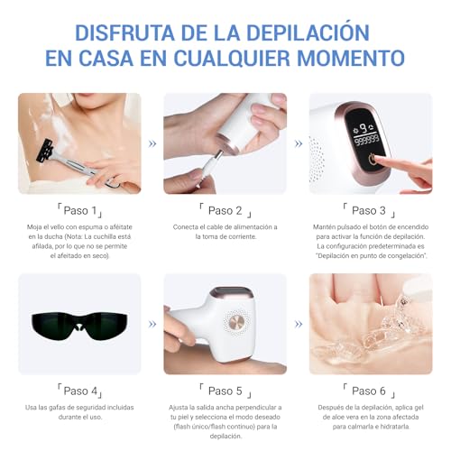 Depilación Láserpara Mujeres, Depilación IPL con Función de Enfriamiento, Luz Pulsada Depilacion Profesional, 999999 Destellos, 9 Niveles Indolora, Unisex, para Axilas, Piernas, Brazos y línea del Bikini