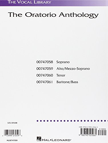 The Oratorio Anthology The Vocal Library Mezzo Soprano Alto Buy Online In Antigua And Barbuda At Antigua Desertcart Com Productid 2220761