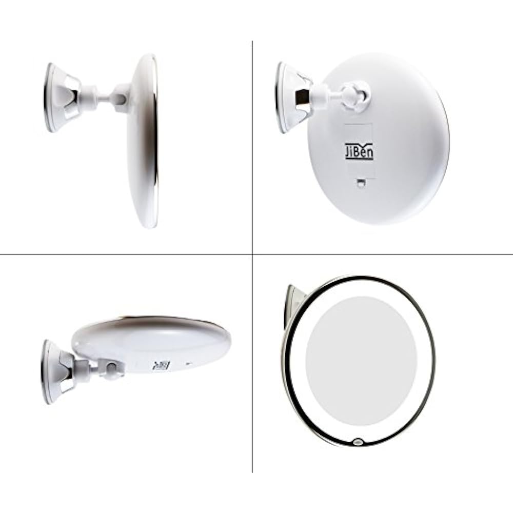 LED Lighted 7X Magnifying Makeup Mirror With Power Locking Suction Cup