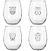Cute Owl Wine Glass Set of 4 | Stemless Wine Glasses with 4 Unique Loveable Owls | 15 oz. Owl Decor Glasses | Makes Fun Owl for Women | Great Owl Kitchen Decor or New Home Gift Ideas | USA Made