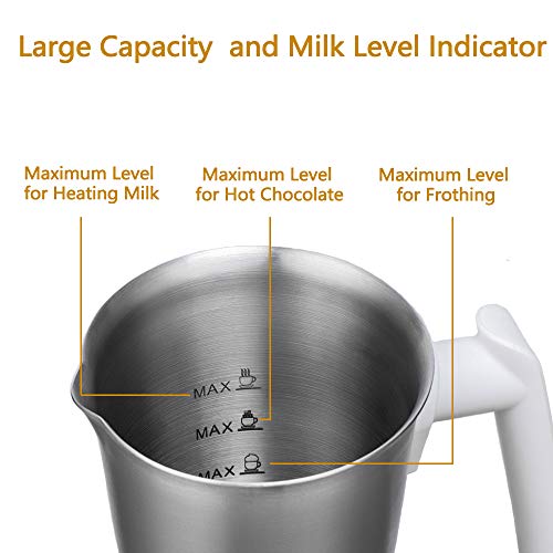 Huogary Milk Frother,4-in-1 Electric Automatic Milk Steamer and Hot Chocolate Maker Machine with Detachable Stainless Steel Milk Jug- Dishwasher Safe, BPA Free - Thumbnail 3
