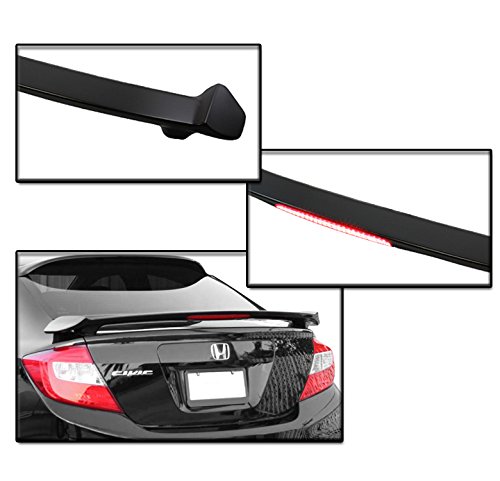 ZMAUTOPARTS For 2012-2015 Honda Civic Sedan 4-Door Rear Trunk Spoiler w/LED brake light