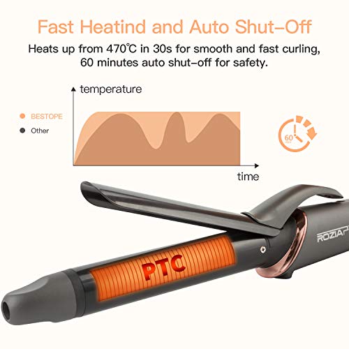 Curling Iron 1 Inch Hair Curling iron wand Ceramic Tourmaline Coating Curling Wand Instant Heat up to 470°F (Dual Voltage,Include Heat Resistant Glove) - Thumbnail 3