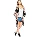 METFIT Women Floral Chiffon Loose Shawl Kimono Cardigan Top Shirt Blouse (XL, Black)